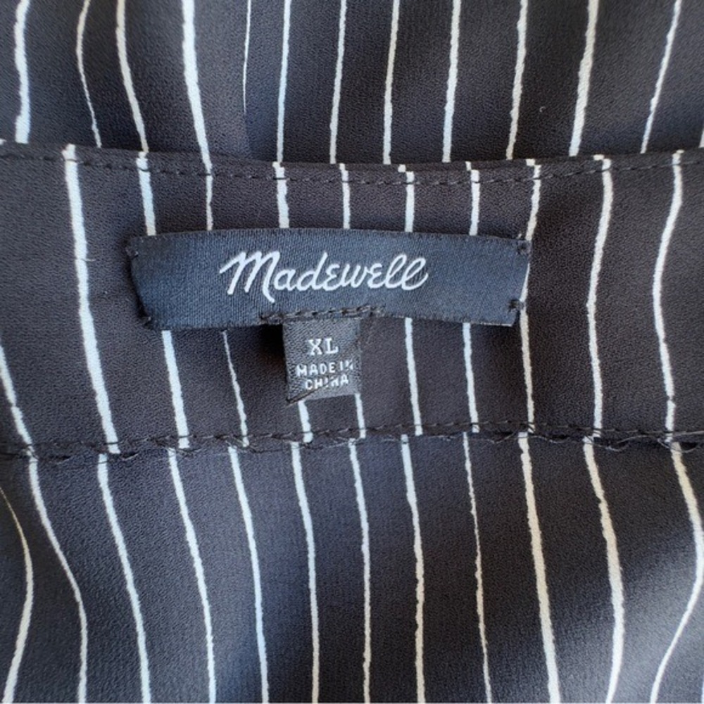 Madewell Black and White Striped Short Sleeve Dress - Picture 3 of 7